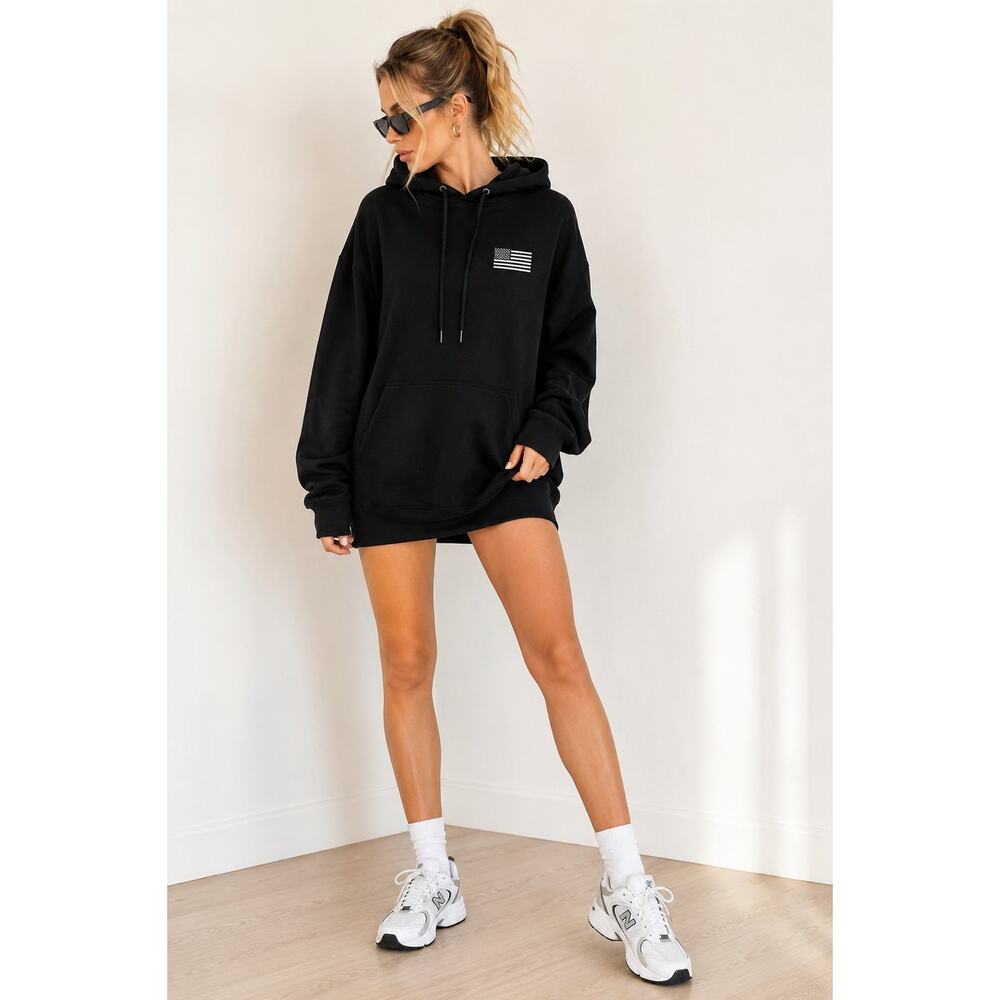 Good American Women’s The Icon Hoodie New Black Size OO NWT Oversized
